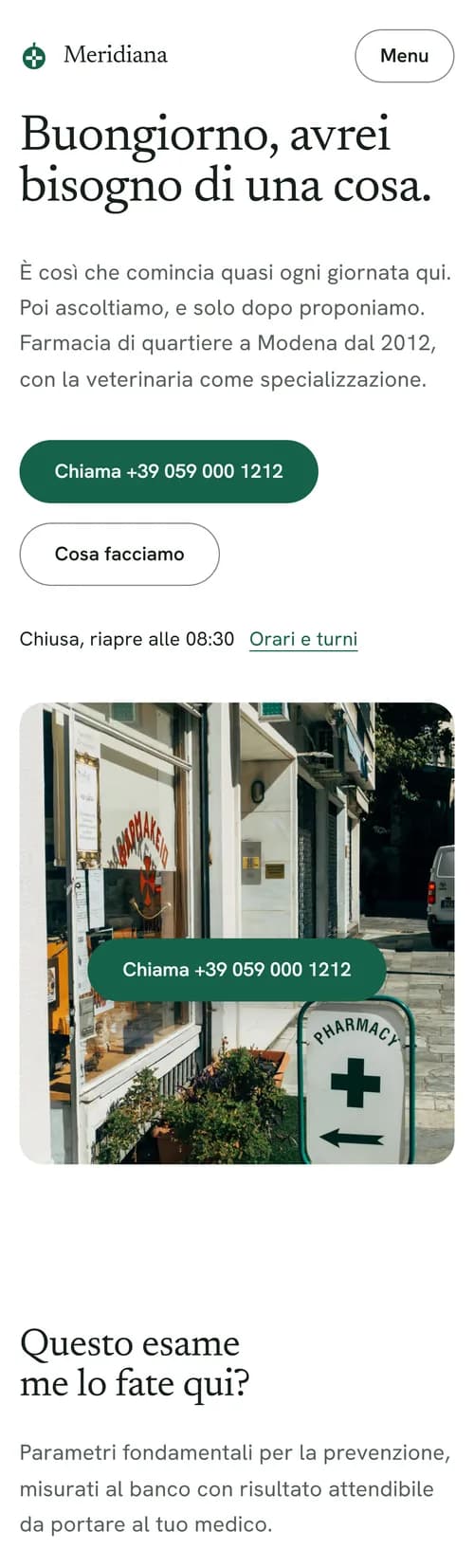 Schermata mobile di Farmacia Meridiana