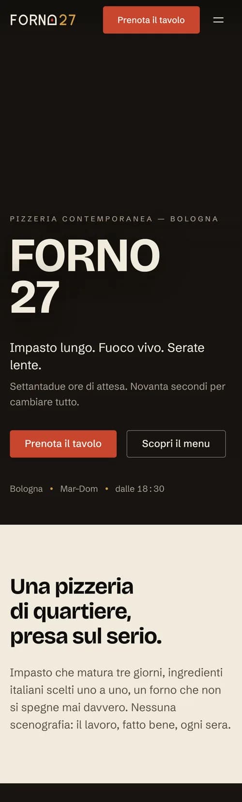 Schermata mobile di Forno 27