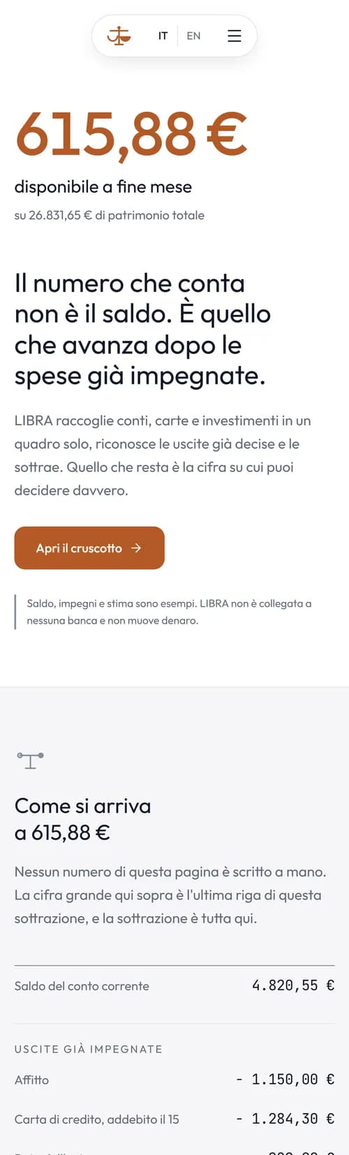 Schermata mobile di Libra